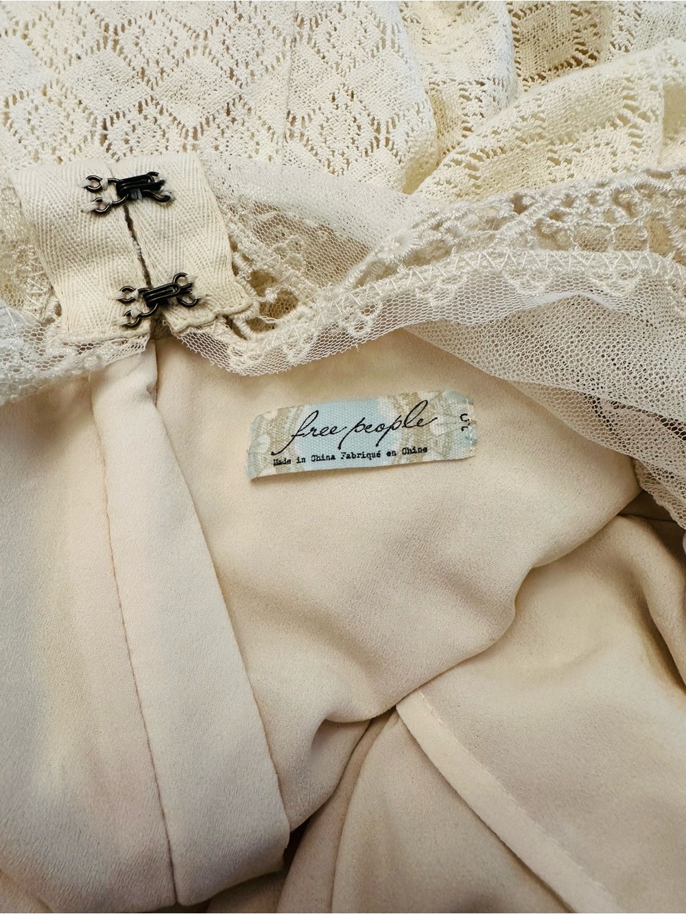 Free People Victoria Ivory Lace Embroidery Mini Dress Womens 10 - Picture 11 of 12